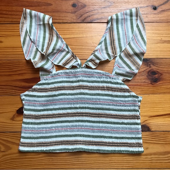 Shein Multi-Colored Curve Ruffle Cinch Crop Top, EUC, 3XL - Picture 3 of 11